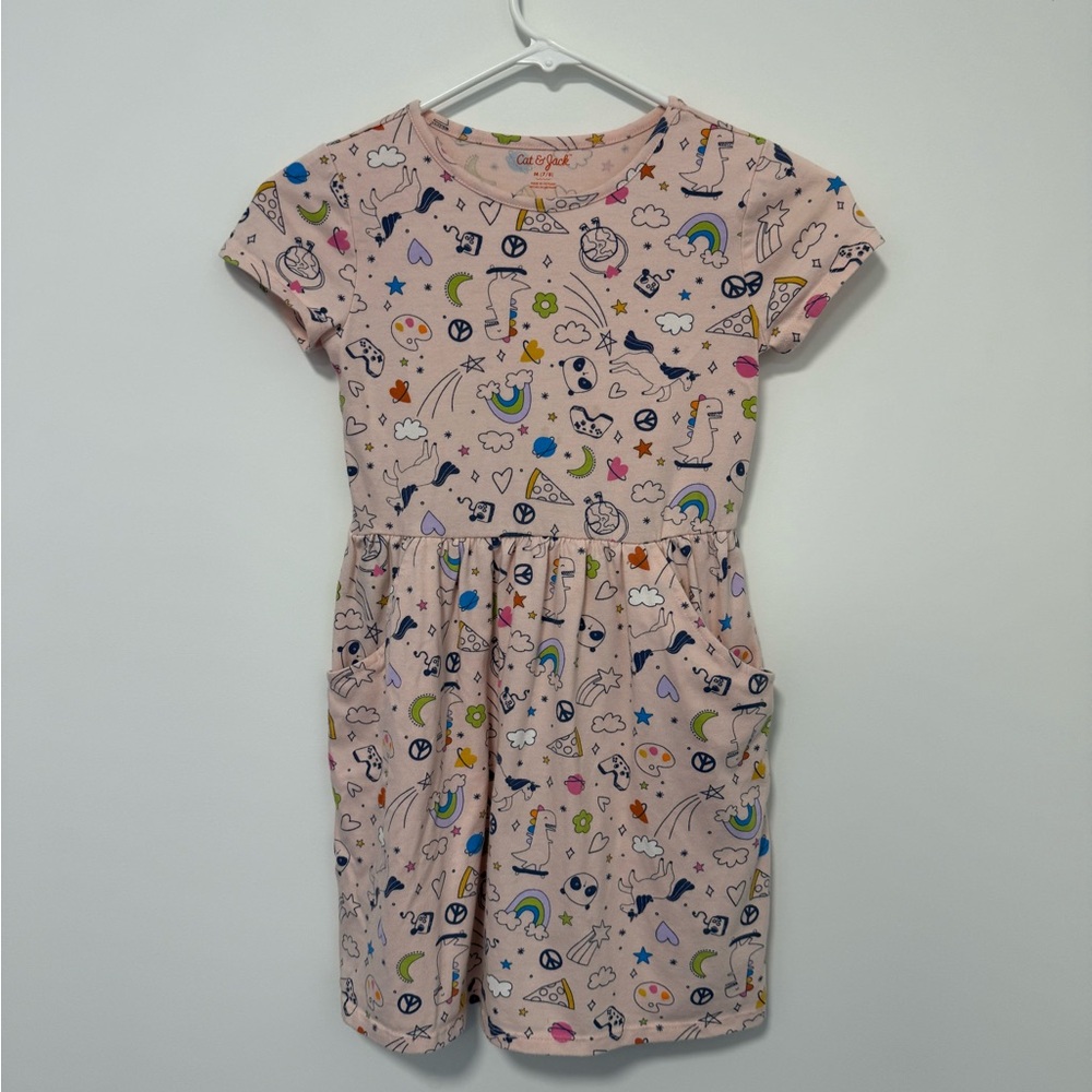Cat & Jack Pink Patterned Casual Dress
